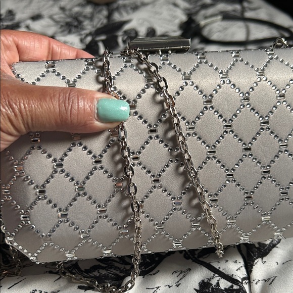 Handbags - Macy’s Elegant Silver Quilted Chain Crossbody Bag